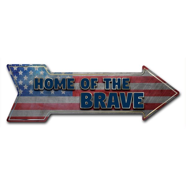 Signmission Home Of The Brave Arrow Decal Funny Home Decor 18in Wide D-A-999819 - main